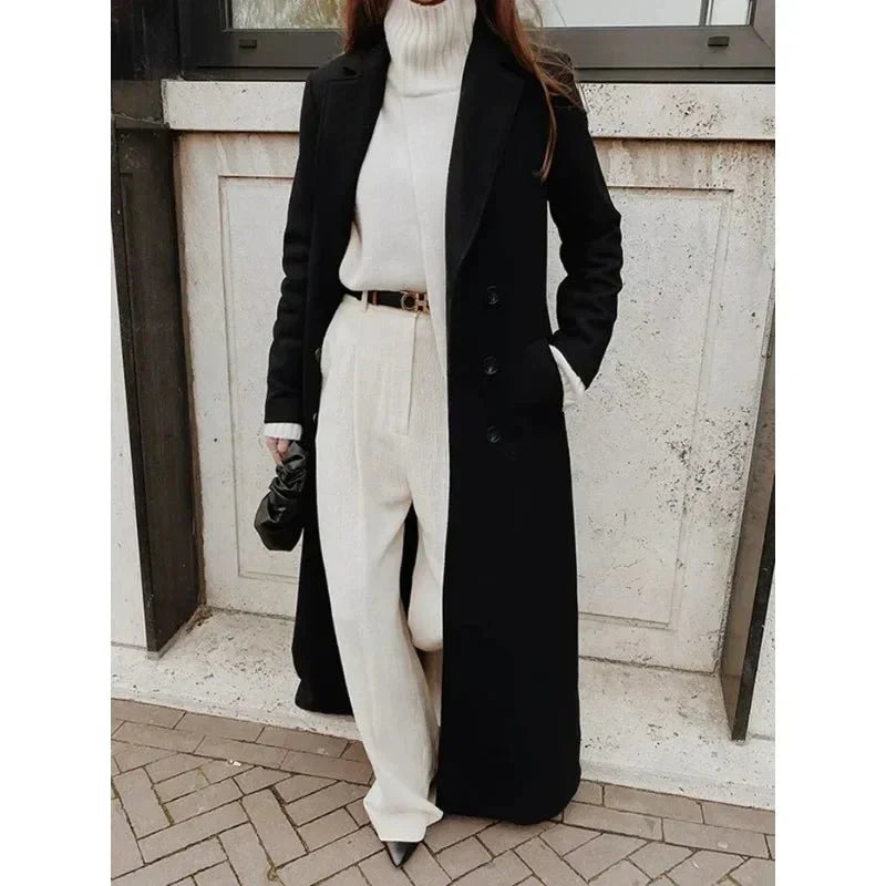 Isabelle – Tailored Longline Wool-Feel Coat for Women