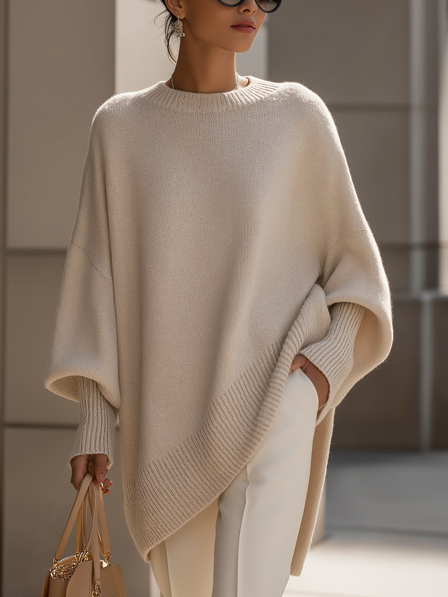 Isabella – Cashmere-Feel Relaxed Knit Poncho Sweater for Women