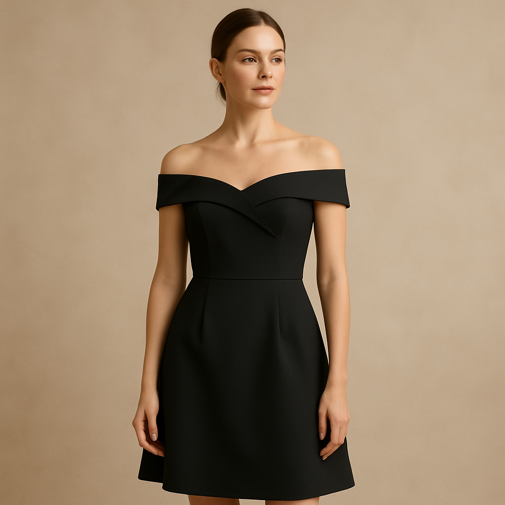 Women's Black Off-Shoulder Dress with A-Line Silhouette
