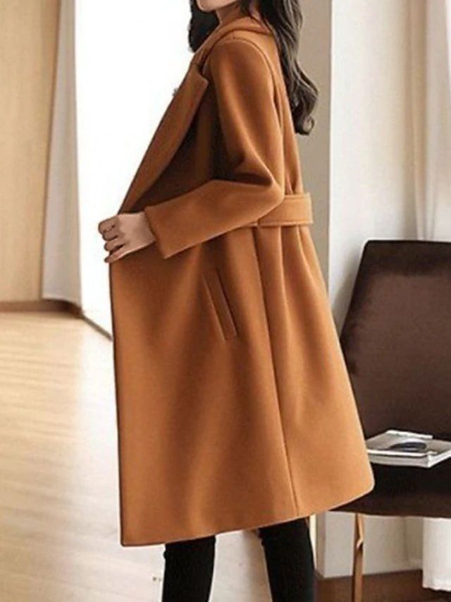 Amelia – Tailored Wool-Blend Feel Long Coat for Women
