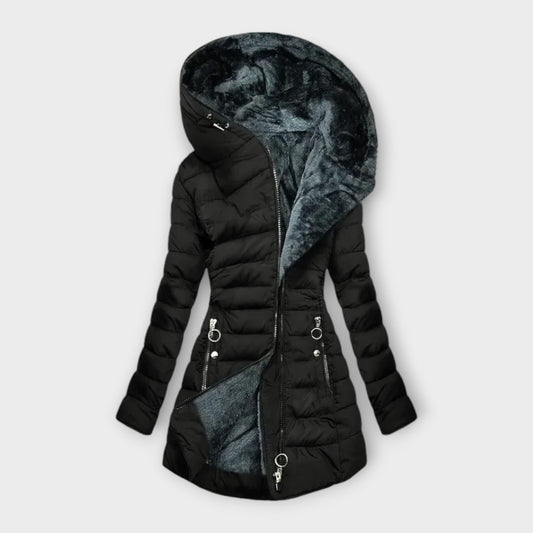 Lydia – Hooded Quilted Long Puffer Coat for Women