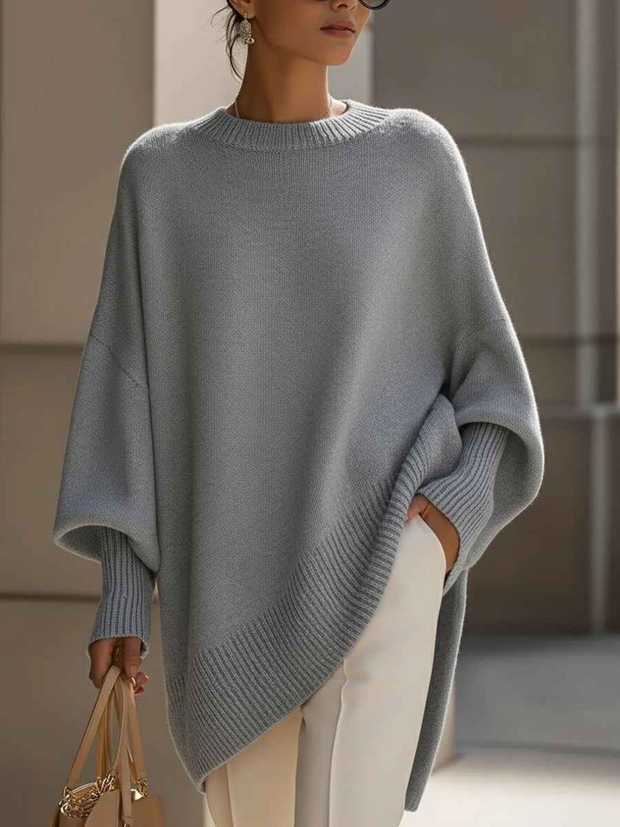 Isabella – Cashmere-Feel Relaxed Knit Poncho Sweater for Women