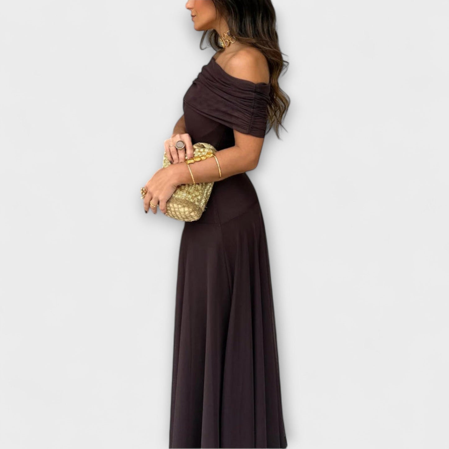 Aurelia – Elegant Off-Shoulder Flowing Maxi Dress Women