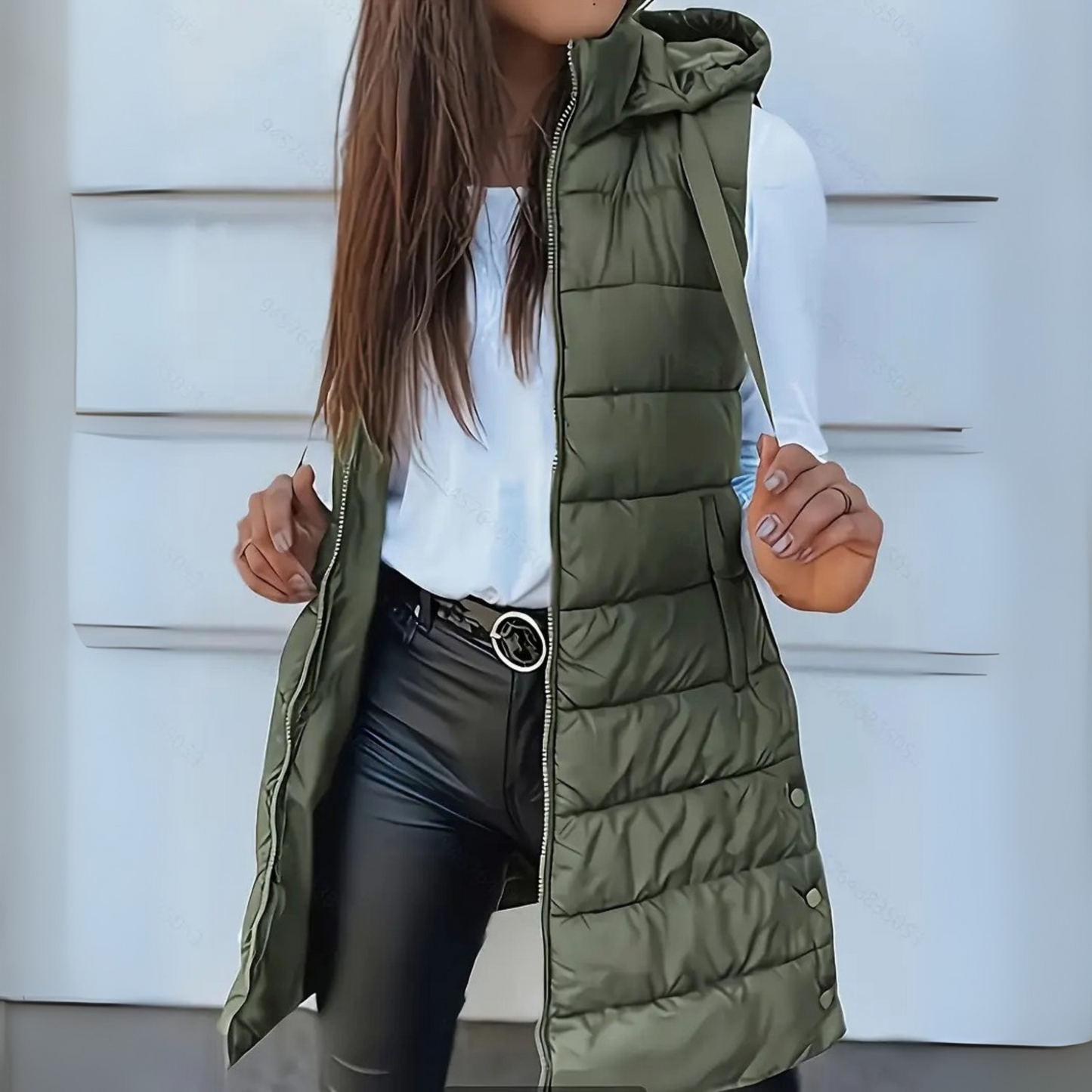 Sara – Hooded Quilted Longline Puffer Vest for Women