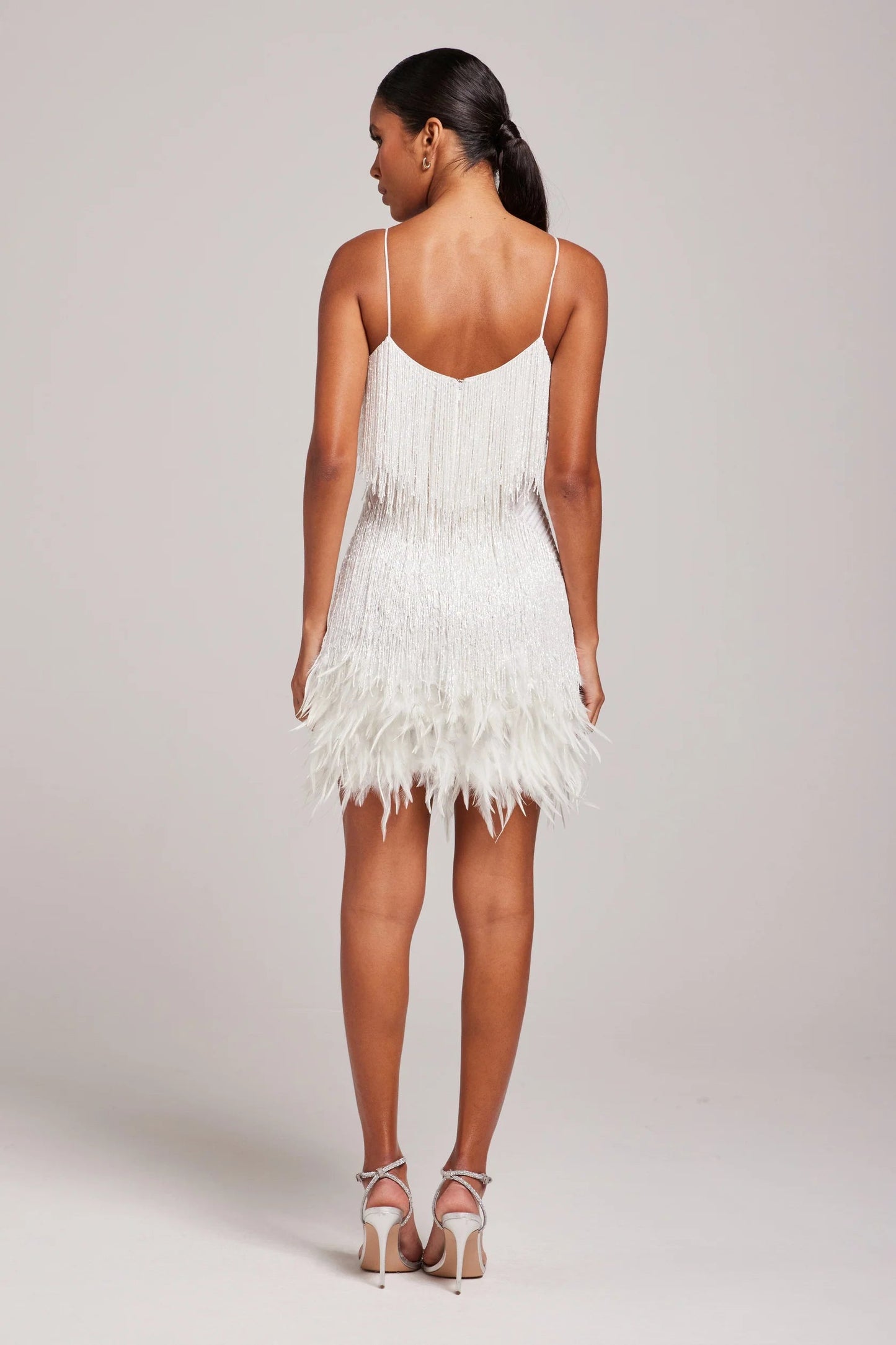 Sienna – Feather-Trim Fringe Cocktail Dress for Women