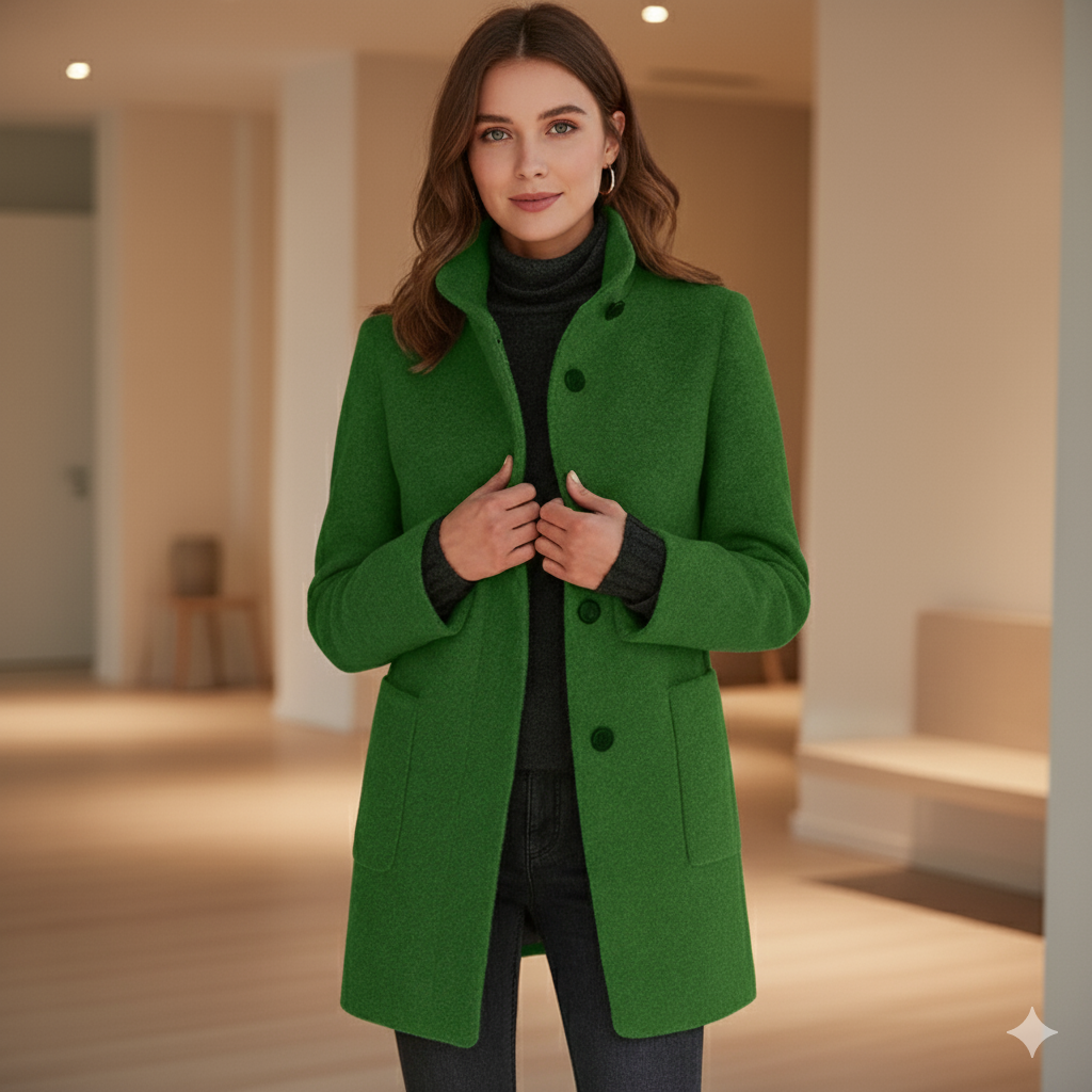 Ruby – Tailored Mid-Length Button Coat for Women