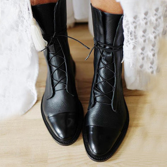 Harper – Refined Leather Lace-Up Ankle Boots for Women