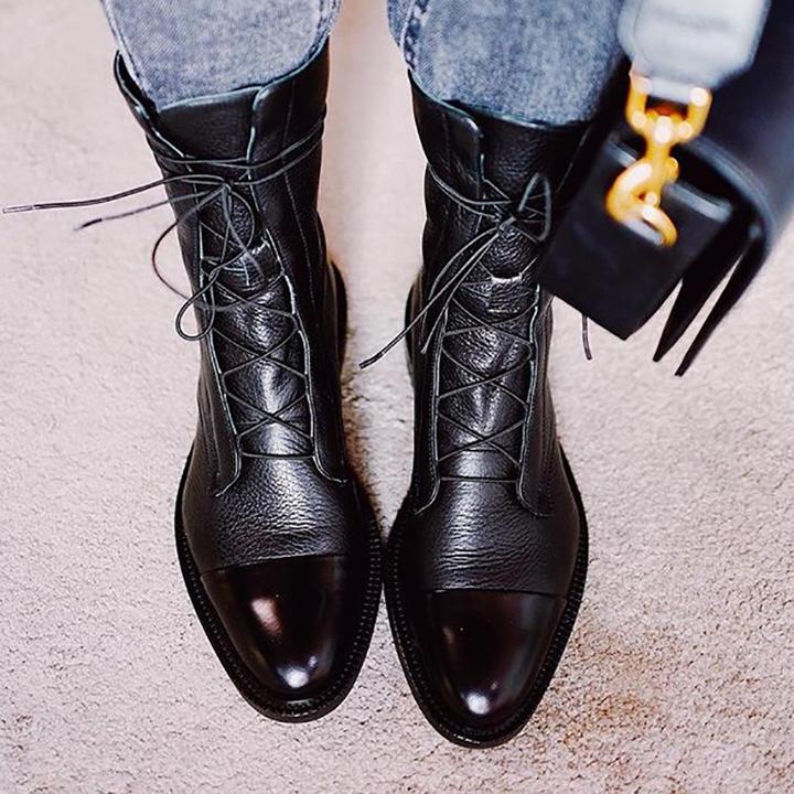 Harper – Refined Leather Lace-Up Ankle Boots for Women