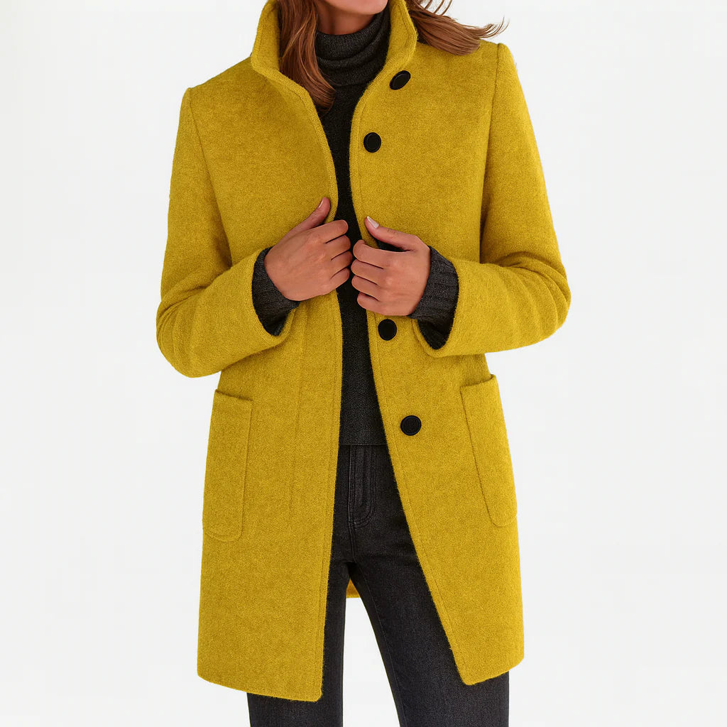 Ruby – Tailored Mid-Length Button Coat for Women