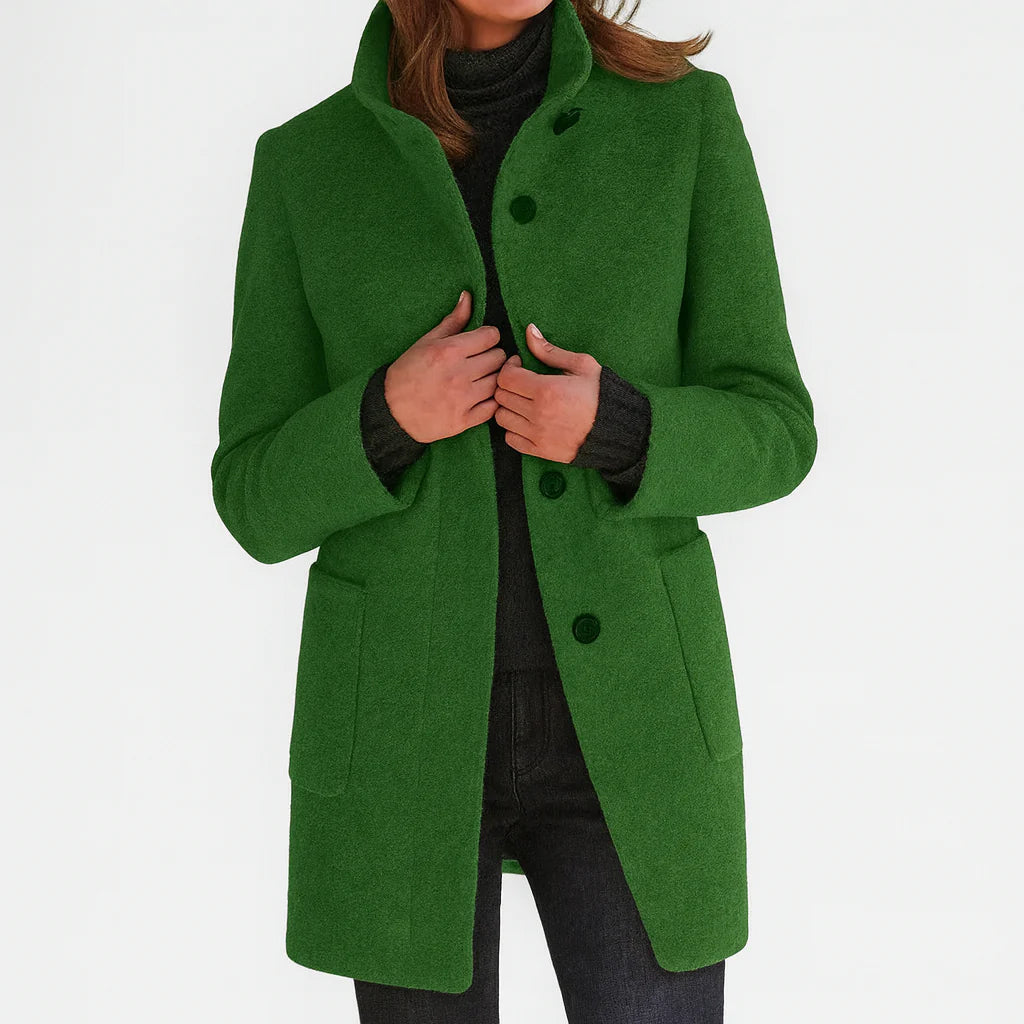 Ruby – Tailored Mid-Length Button Coat for Women