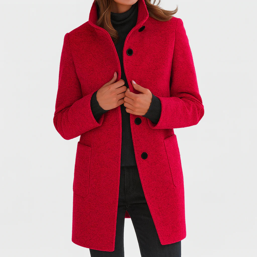 Ruby – Tailored Mid-Length Button Coat for Women