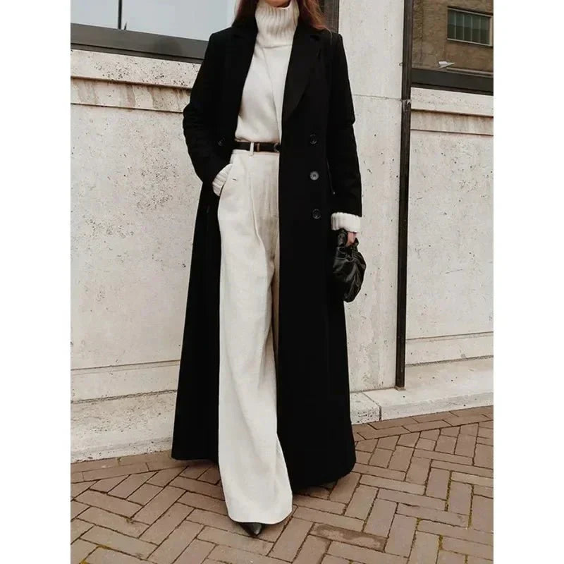 Isabelle – Tailored Longline Wool-Feel Coat for Women